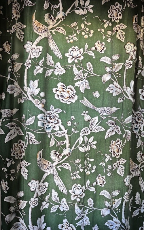 Pier 1 Imports Moss Floral Birds Curtains 2 panels 54×84, 100% Cotton