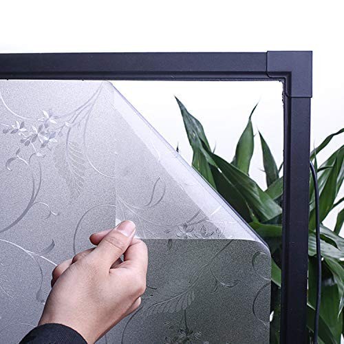 Niviy Static Cling Non-Adhesive Window Film Frosted Glass 17.7″ x 78.7″, Pure