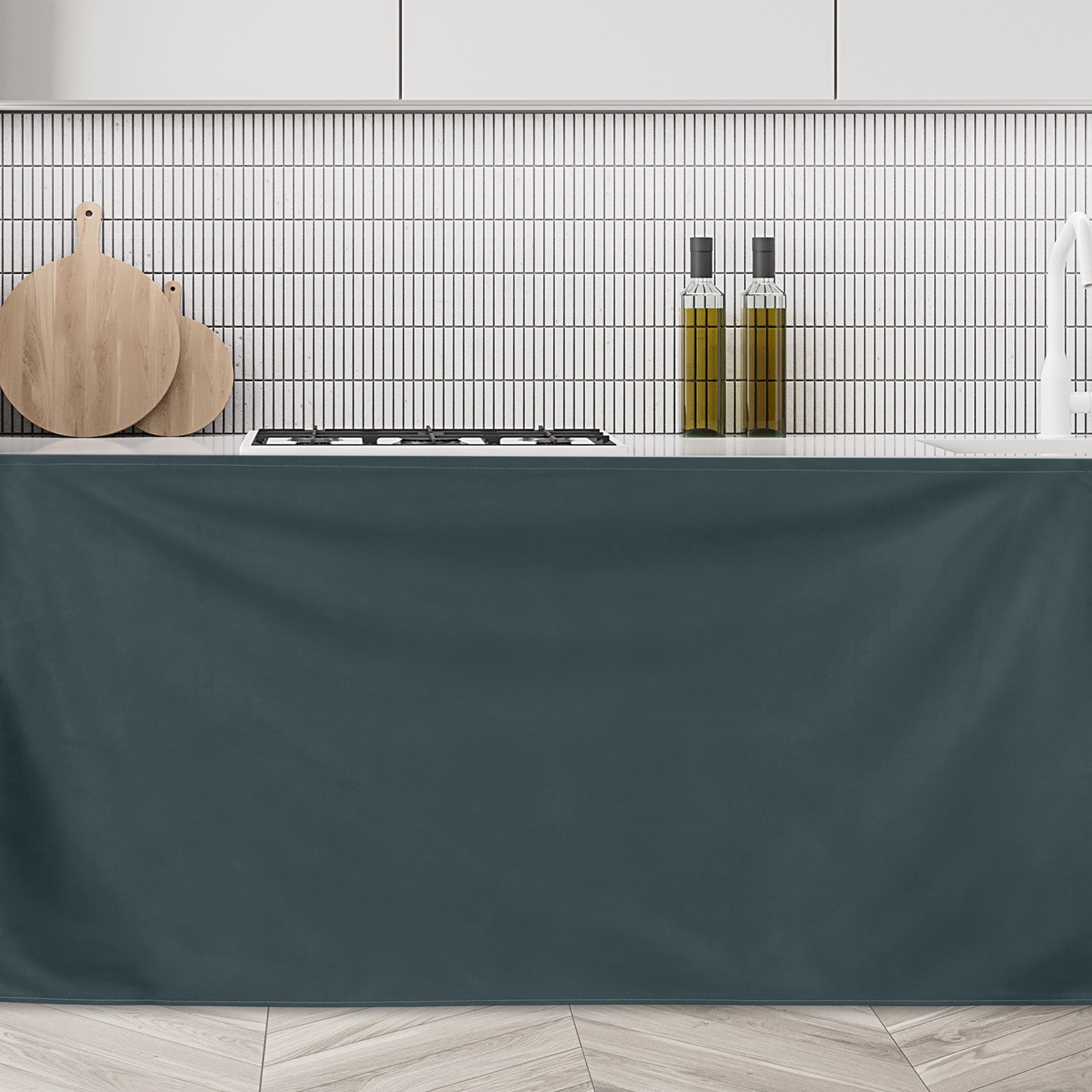 Cabinet Curtains Dust Proof Kitchen Privacy Curtain 35.4″x27.6″ Dark Gray