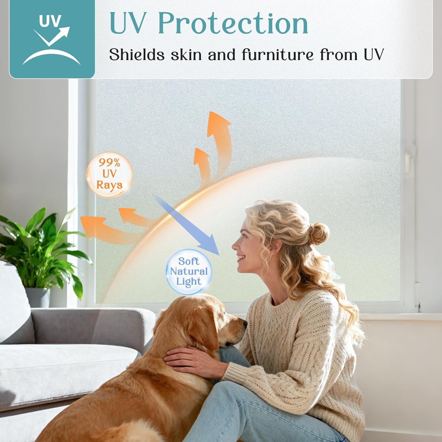 Haton Window Privacy Film Frosted Glass Film for Door Bathroom Shower, Peel & St