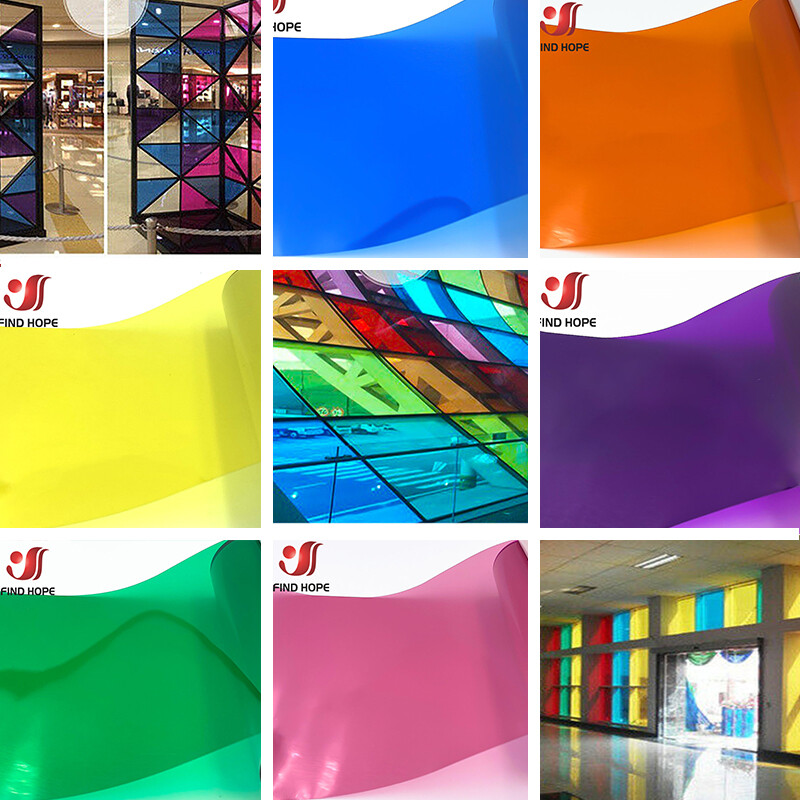 7pcs Pack MULTI COLOR TRANSPARENT WINDOW FILM STAINED GLASS SELF ADHESIVE VINYL