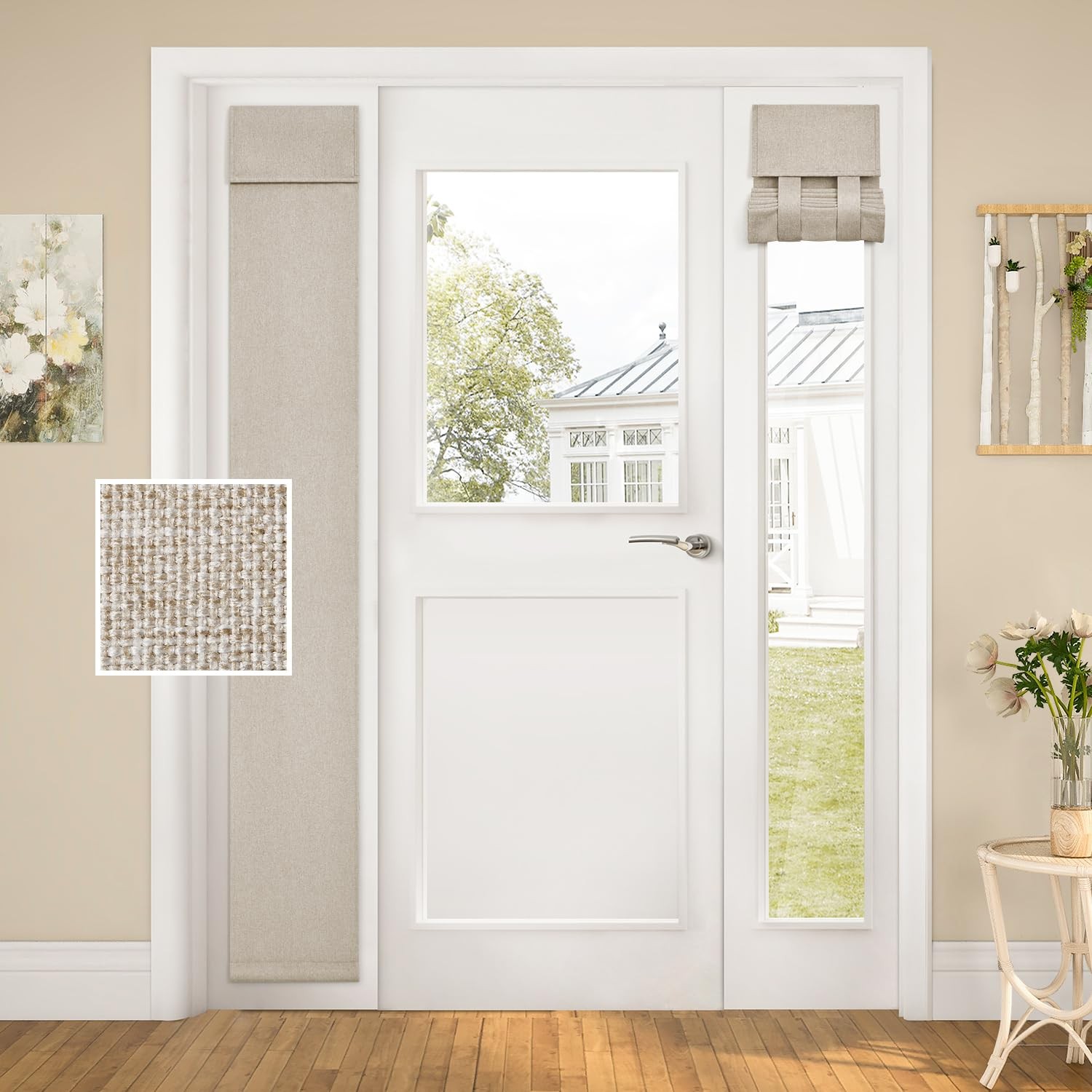 HOMEIDEAS Blackout Linen Sidelight Curtains for Front Door, Side Door Window …