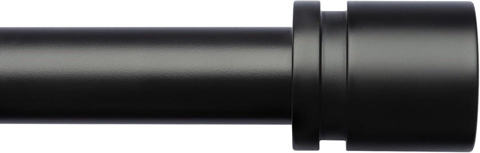Adjustable Black Curtain Rod 16-144 Inches, Elegant Metal with Aluminium Finials