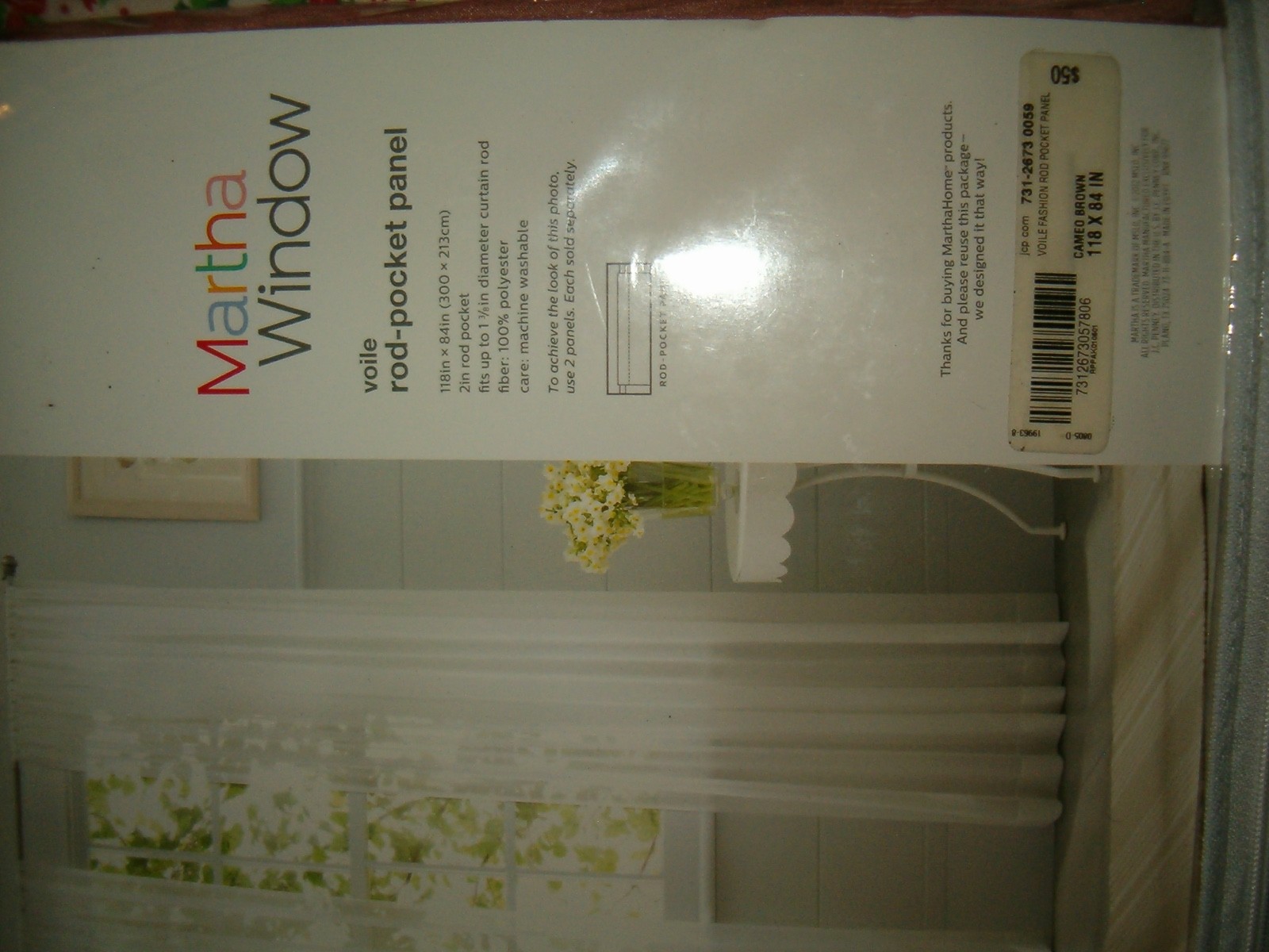 Martha Window Voile Rod Pocket Panel Curtain 2 60″ x 84″ & 2 118″x84″ Valances