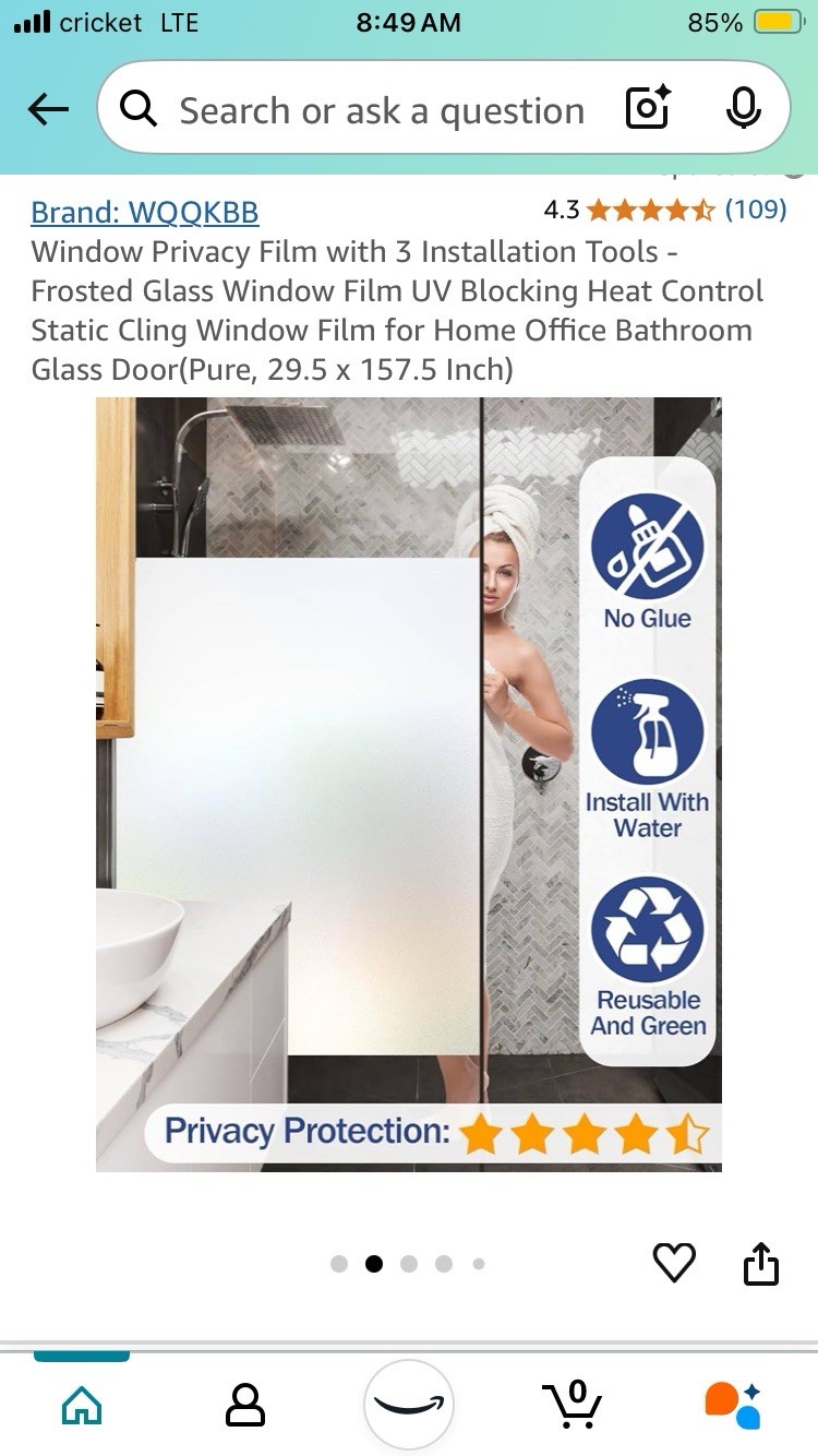 WQQKBB Window/ Glass Door Privacy Film 29.5 X 157.5 W/ Installation Tools NEW