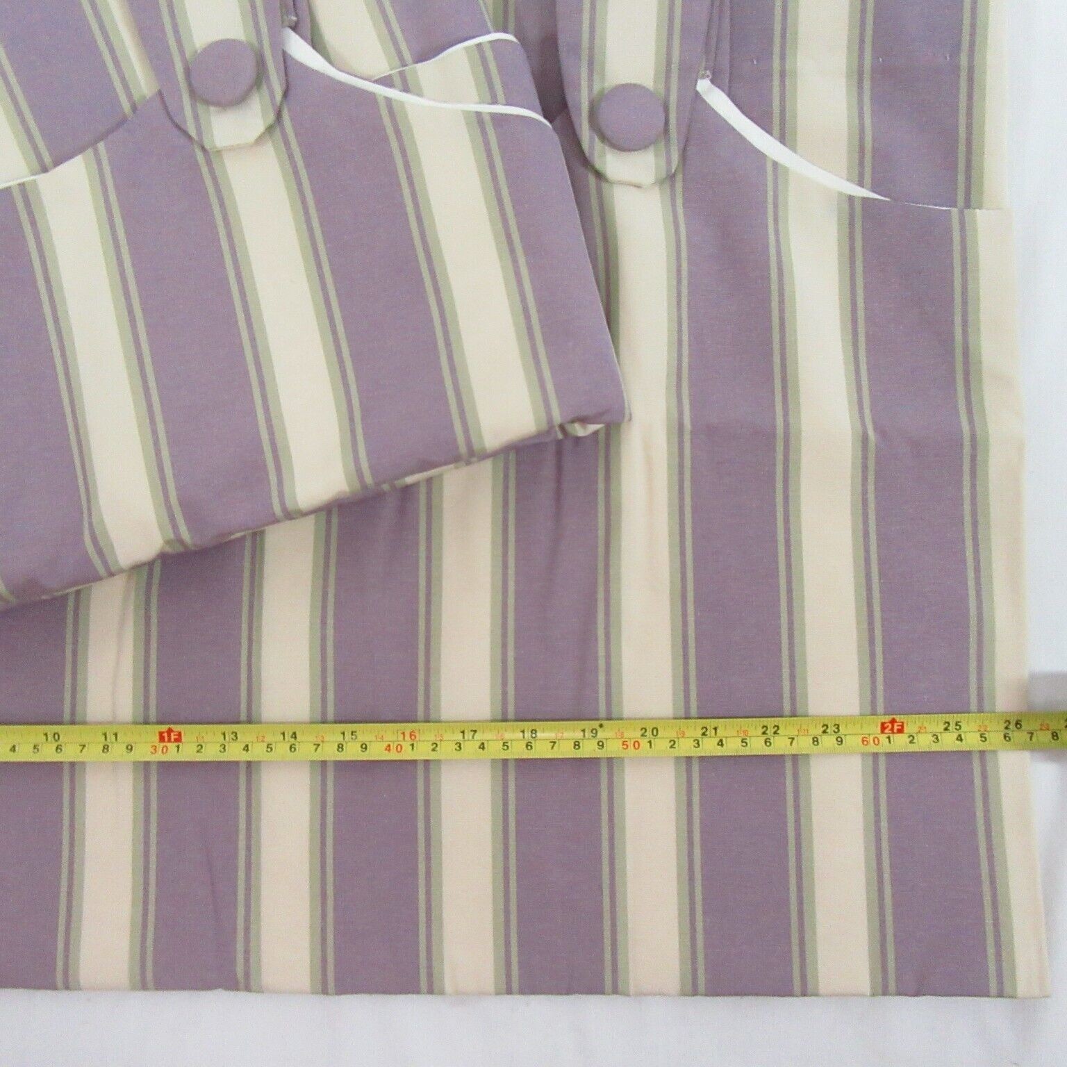 Custom Stripe Lavender 2pc 100 x 73 Button Tab-Top Drapery Panel Set