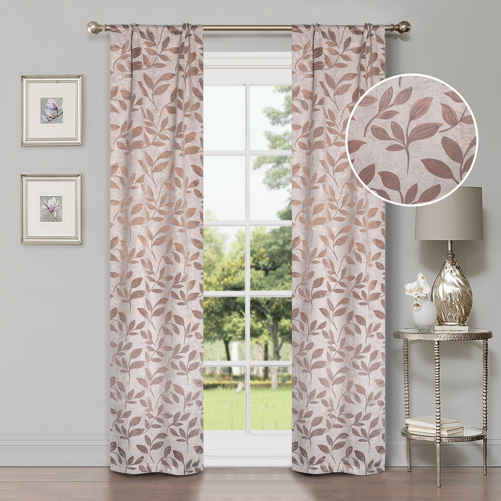 Superior Blackout Curtains 2 Pack Set of 2 26″ x 84″ White-Copper