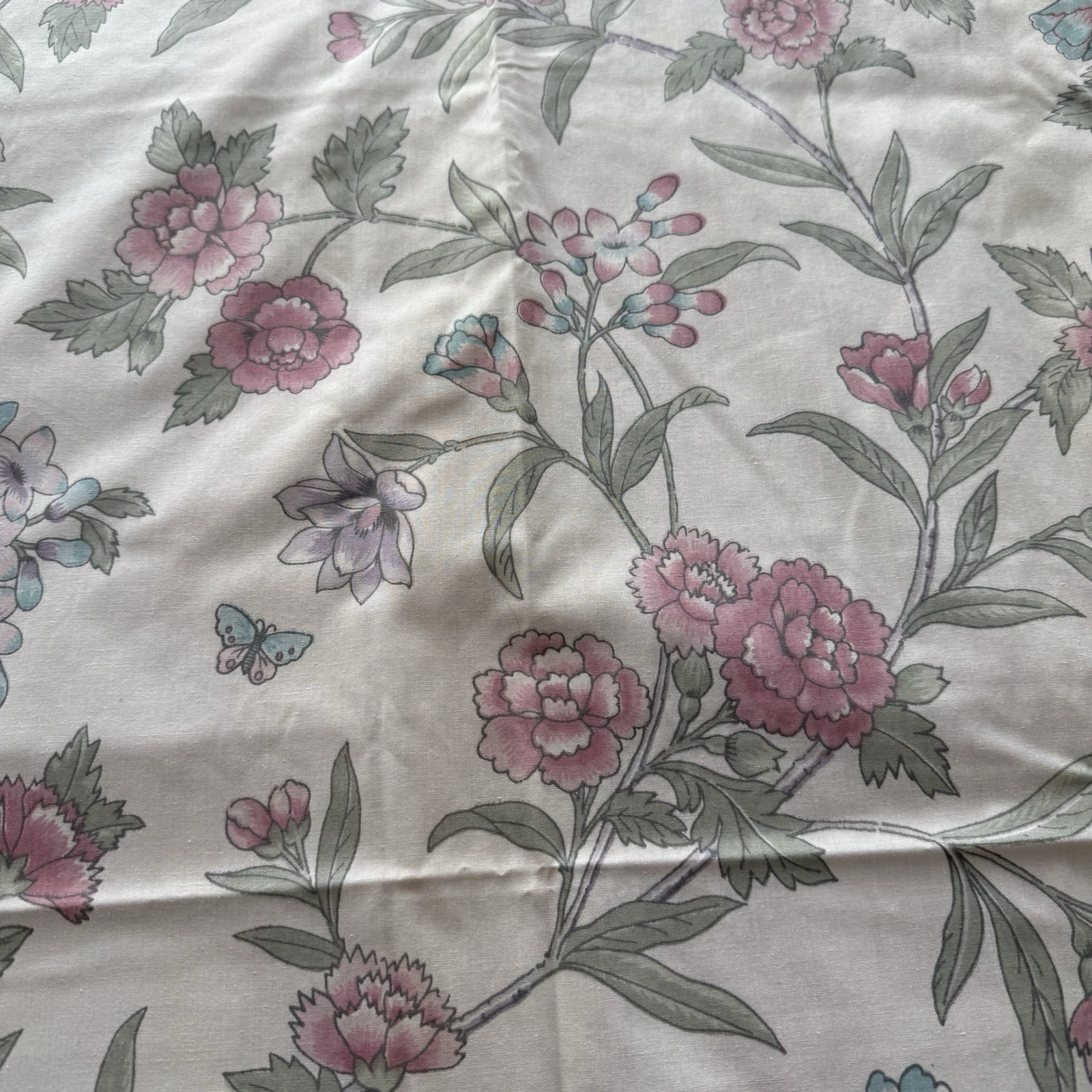 VTG SET 3 Floral Butterfly Lined Curtain Panels Retro 80s Tie Backs 88” L READ