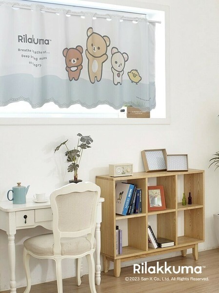 Made in JAPAN – Rilakkuma Cafe Curtain – Polyester (120x45cm) Blue Home Decor