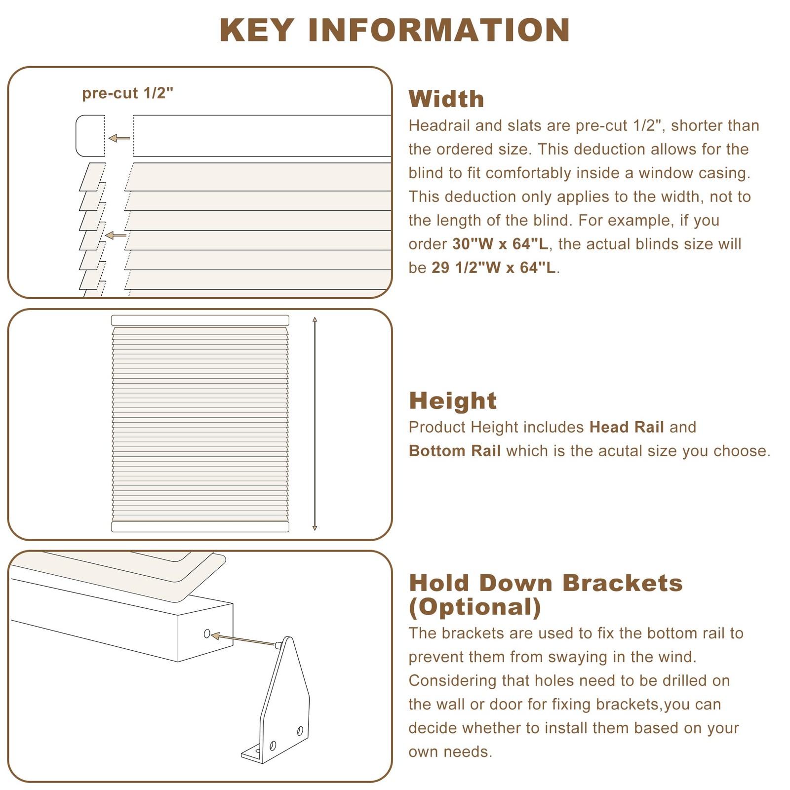 Window Blinds, 2” Cordless Blind for Indoor Windows, 35″ W X 64″ H Mini Blin…