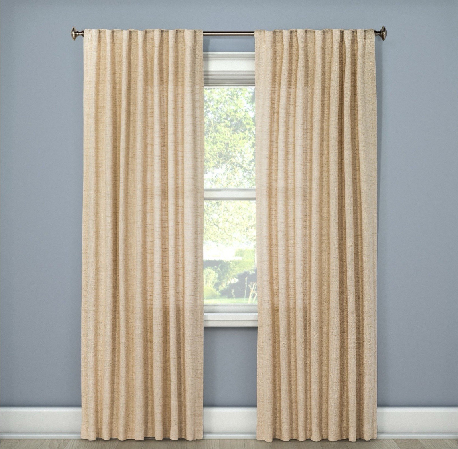 🥥 Threshold 1pc 54”x 84” Light Filtering Textured Weave Curtain🆕AS IS👇