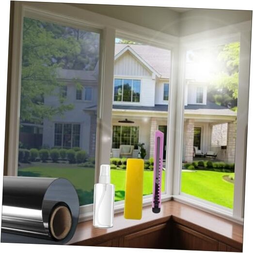 One Way Window Privacy Film, Daytime Mirror Reflective 17.5 x 78.7 Inch Black