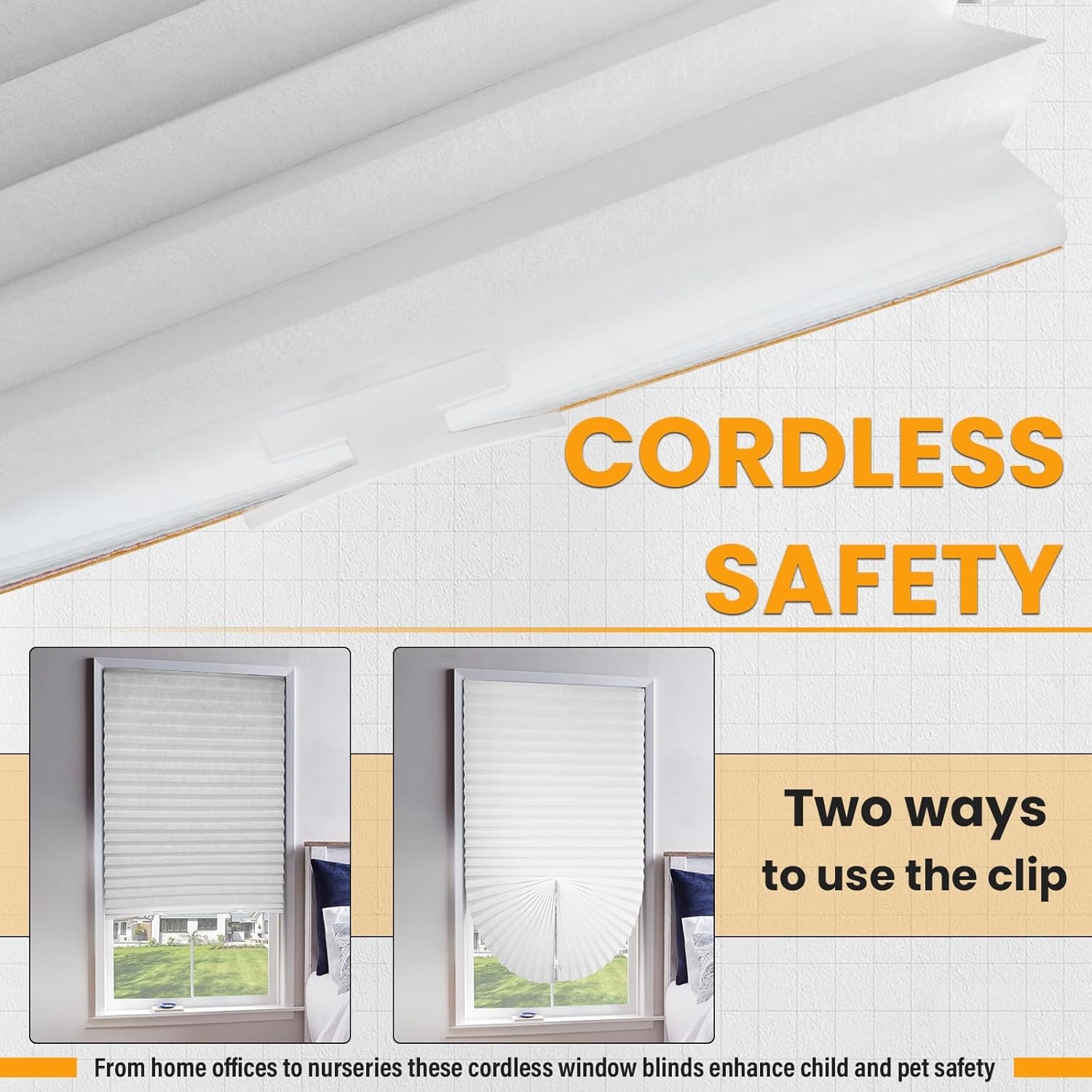 6 Packs Cordless Pleated Light Filtering Window Shade 36 in x 72 in Easy to Cut