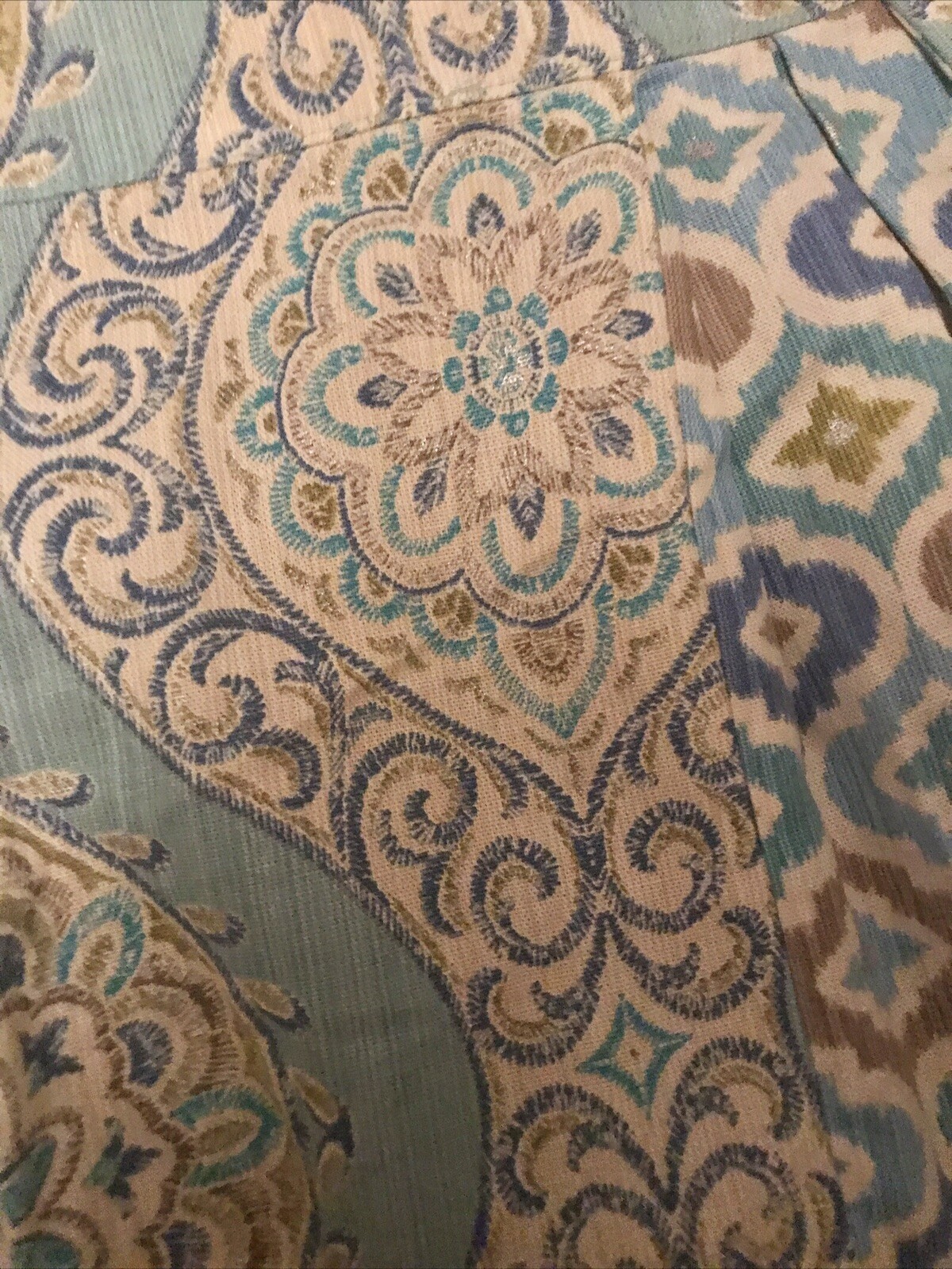 Waverly Home Classics Wavy Pleated Valance 53”x19” Medallion Floral Aqua Blue