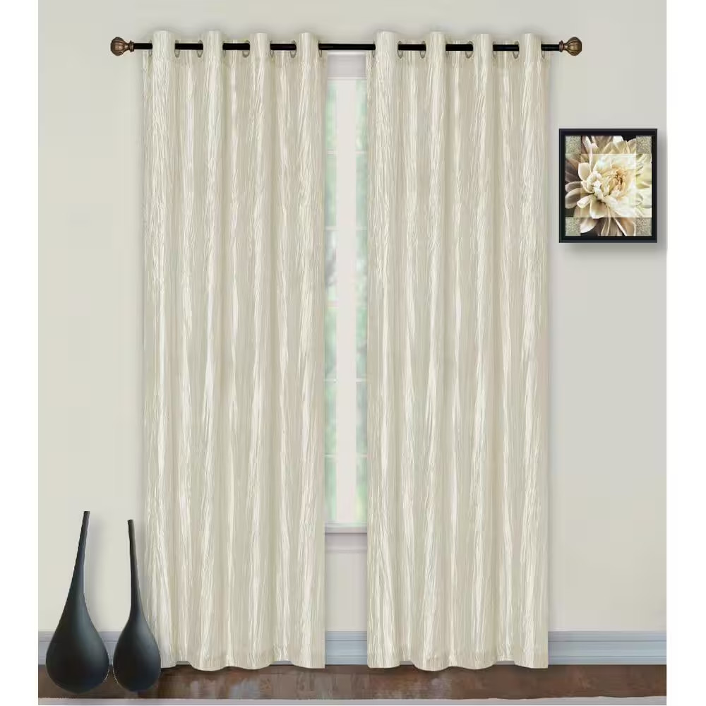 Ivory Solid Grommet Room Darkening Curtain – 55 In. W X 84 In. L
