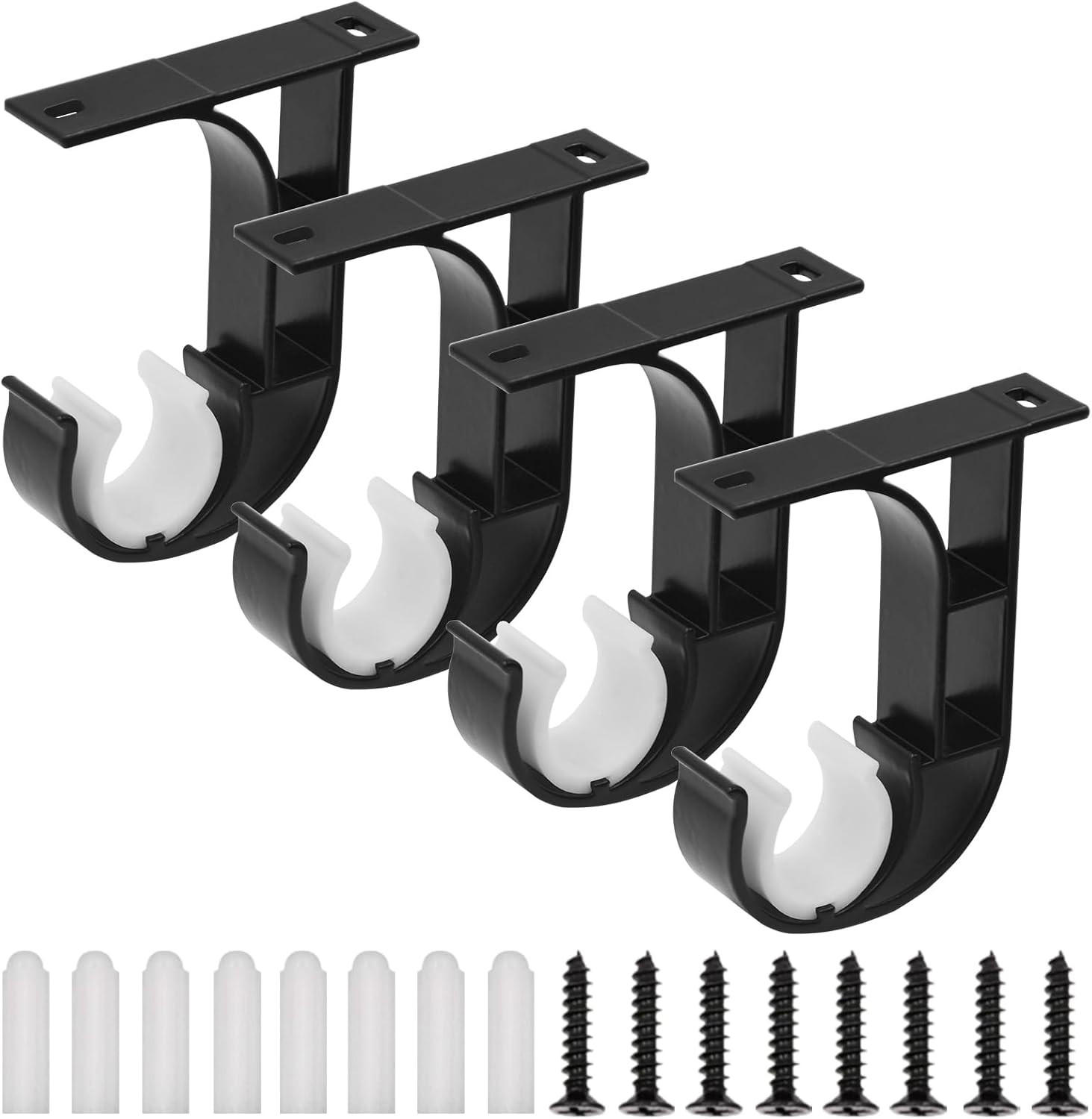4 Pack Ceiling Curtain Rod Brackets, Heavy Duty Curtain Rod Holders, Ceiling Rod