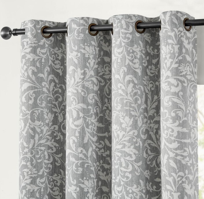 jinchan 100% Blackout Curtains for Bedroom Silver Grey Patterned 52″W X 96″L