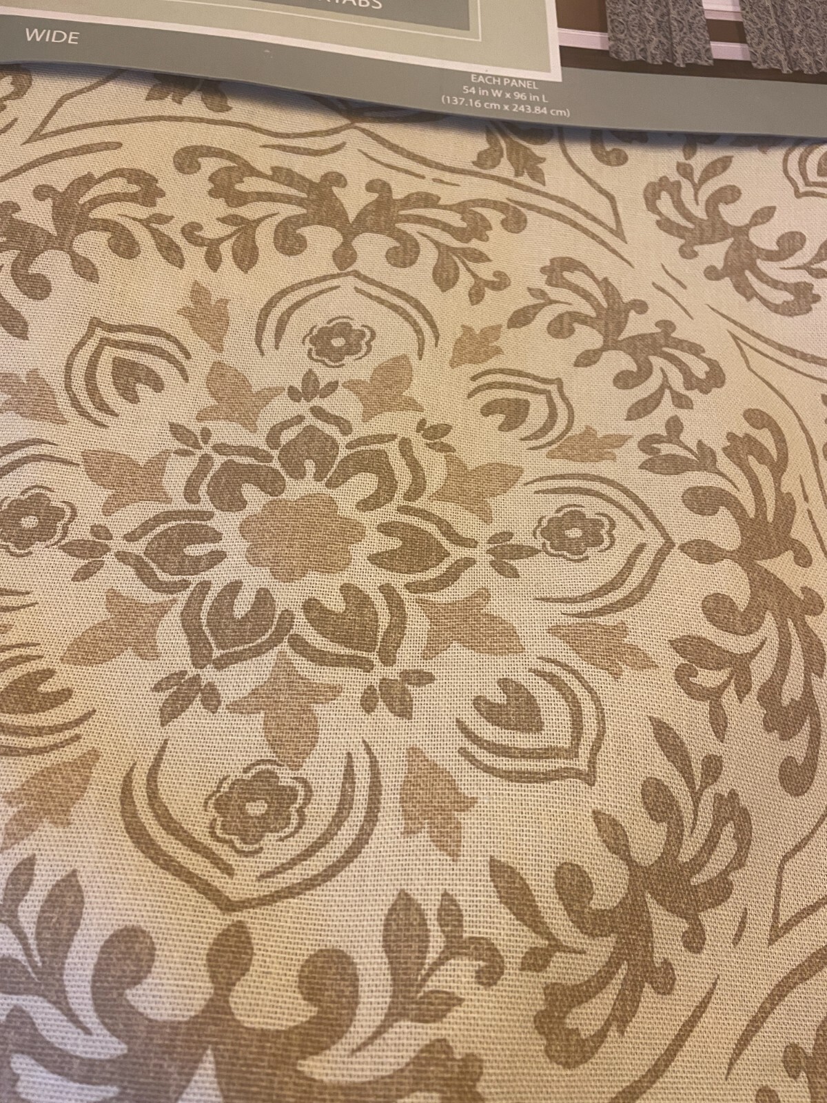 New IONA Medallion Damask Curtain Panels Set of 2 Cream Taupe 54″ x 96″ Rod Pckt