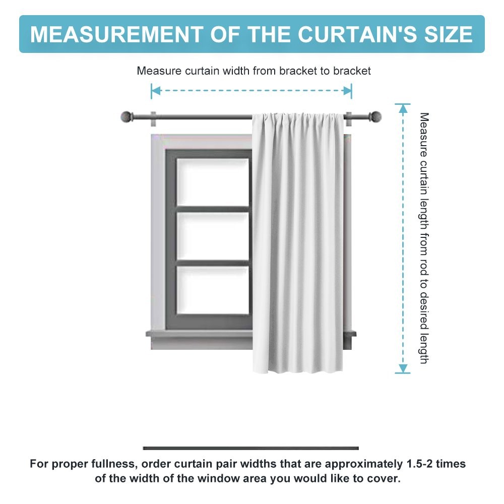 Bedroom Blackout Curtains 45 inches Length – Black Curtains Light UV Block