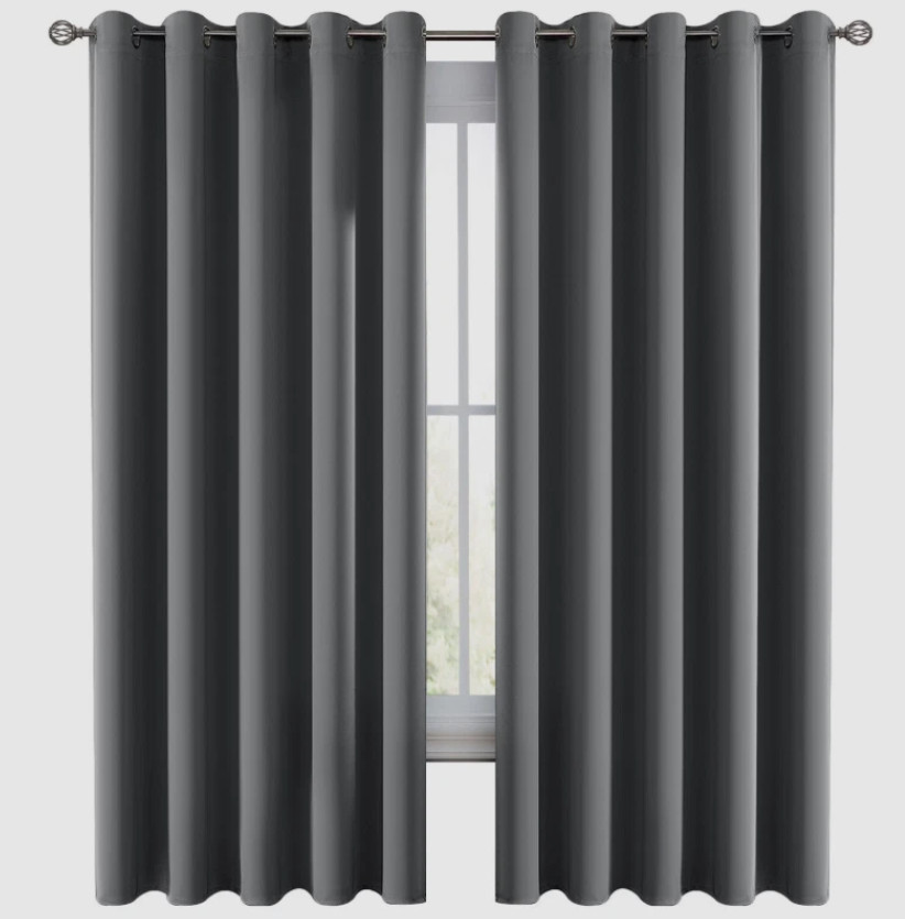 Blackout Curtains Eyelet Ring Top Ready Made Thick Thermal Curtain Set*443