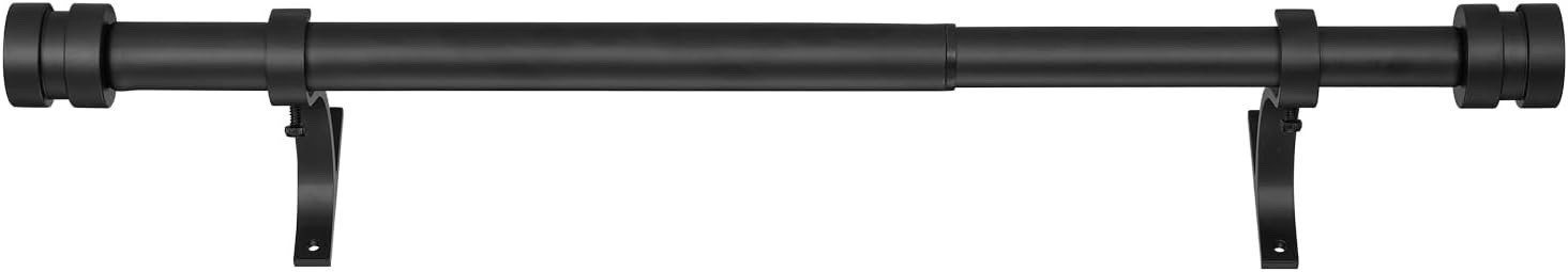 12-20 inch Short Adjustable Matte Black Curtain Rod (New)