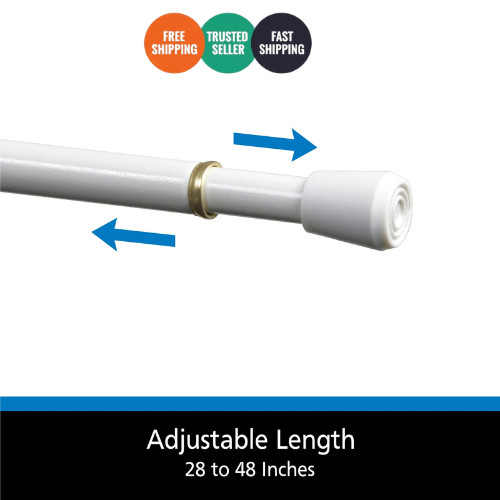Mainstays Adjustable Spring Tension Curtain Rod 28-48 in White 7/16 Steel