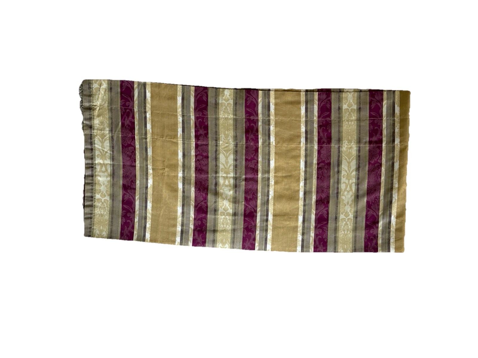 Pair Vintage Striped Valances Maroon Tan Green Jacquard Print Curtains Short 2