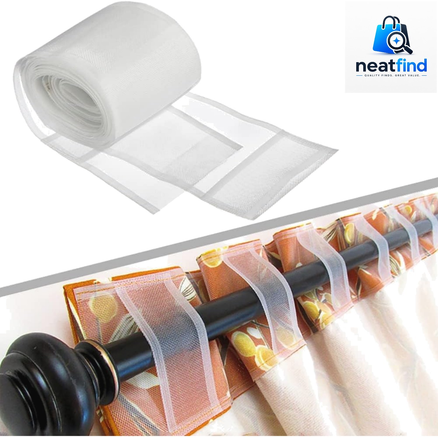 10 Feet Curtain Tape, 4“ Grommet Serpentine Translucent Drapery Header Tape