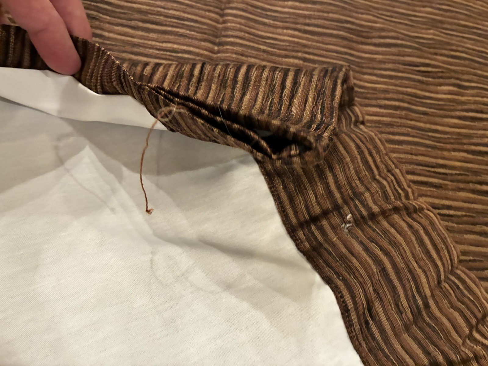 2 Custom Drapes. Chocolate Brown Black Tan Lined Each 3 Ft Wide 129 In Tall