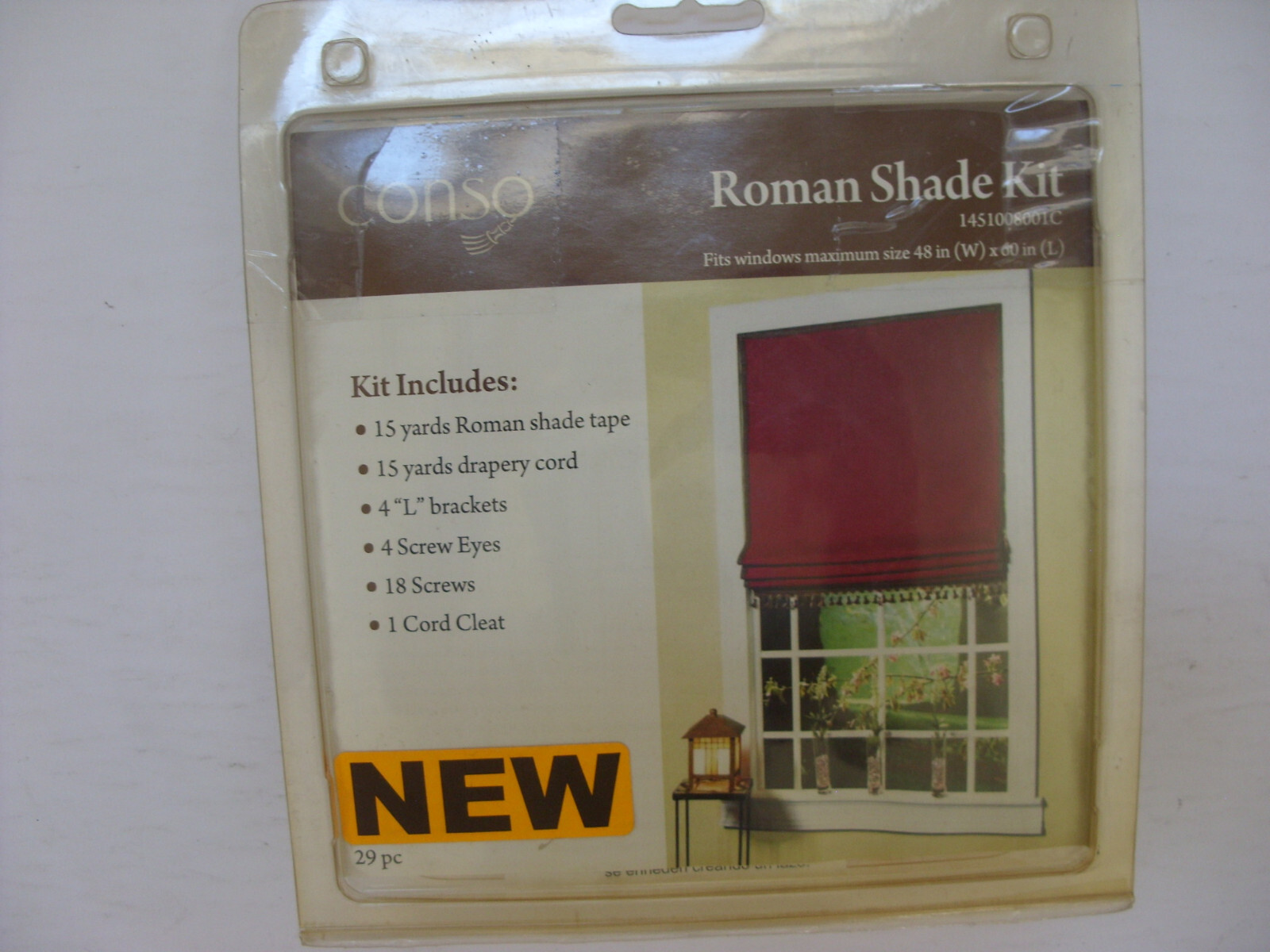 Conso Roman Shade Hardware Kit Window Home Decor Curtain 48″ x 60″ New 29 piece