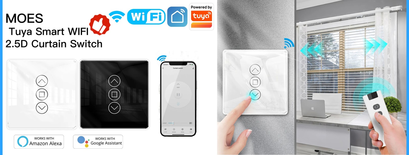 MOES New ZigBee Smart DIY Roller Blinds Motor – Tuya App, Alexa/Google Voice Con