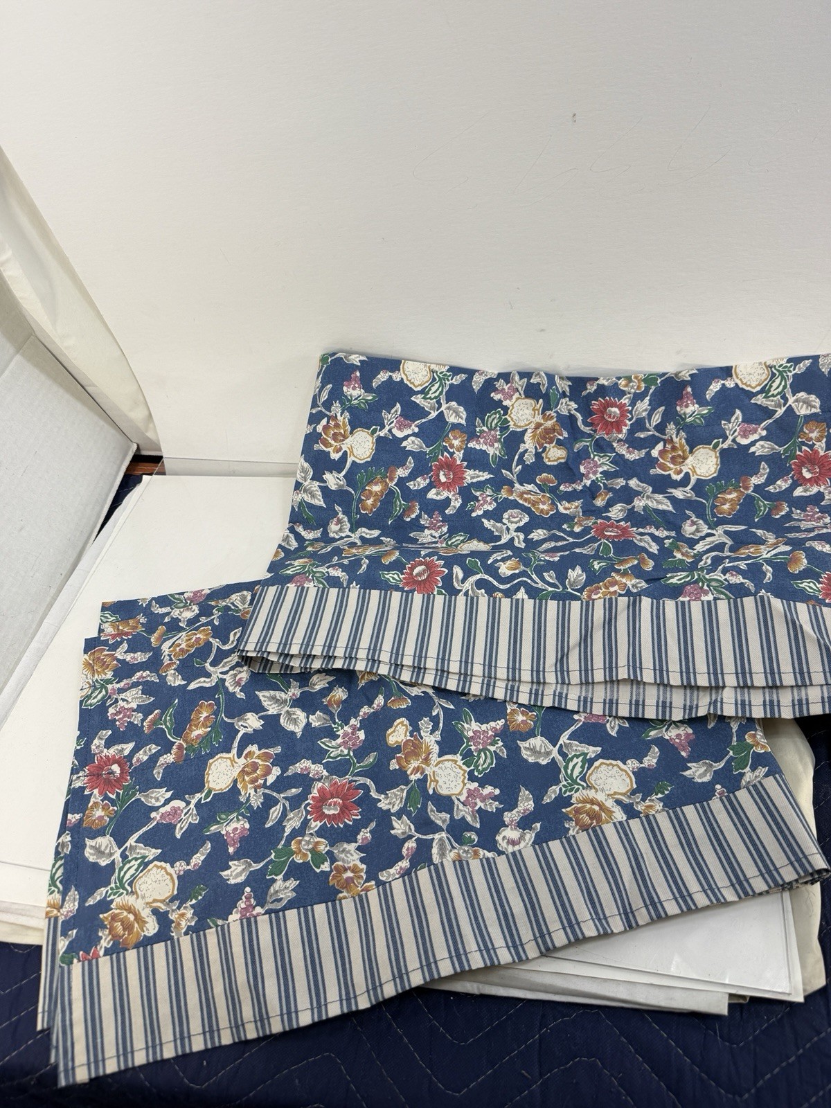 Pair of Ralph Lauren Jardin Blue French Country Floral Window Valences 82×13