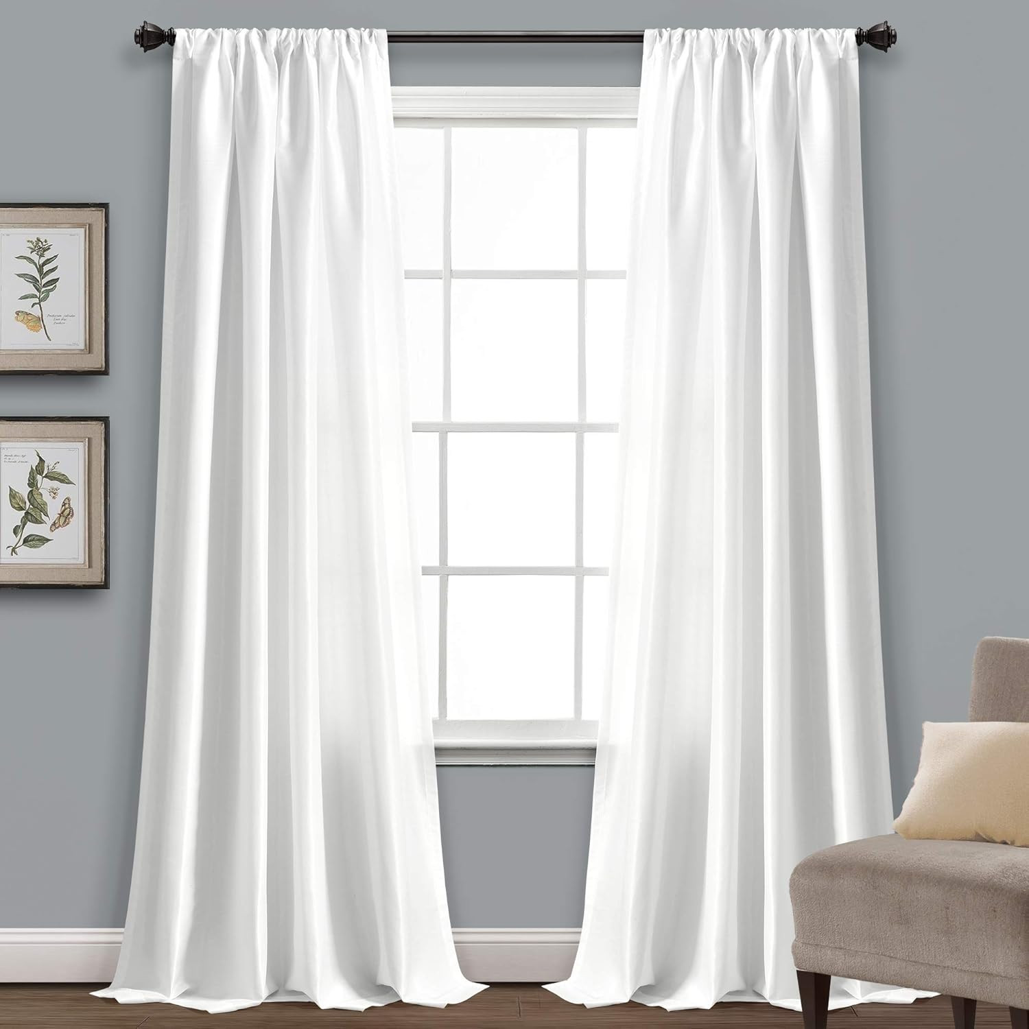 White Venetian Solid Color Window Panel for Living, Dining, Bedroom Curtains
