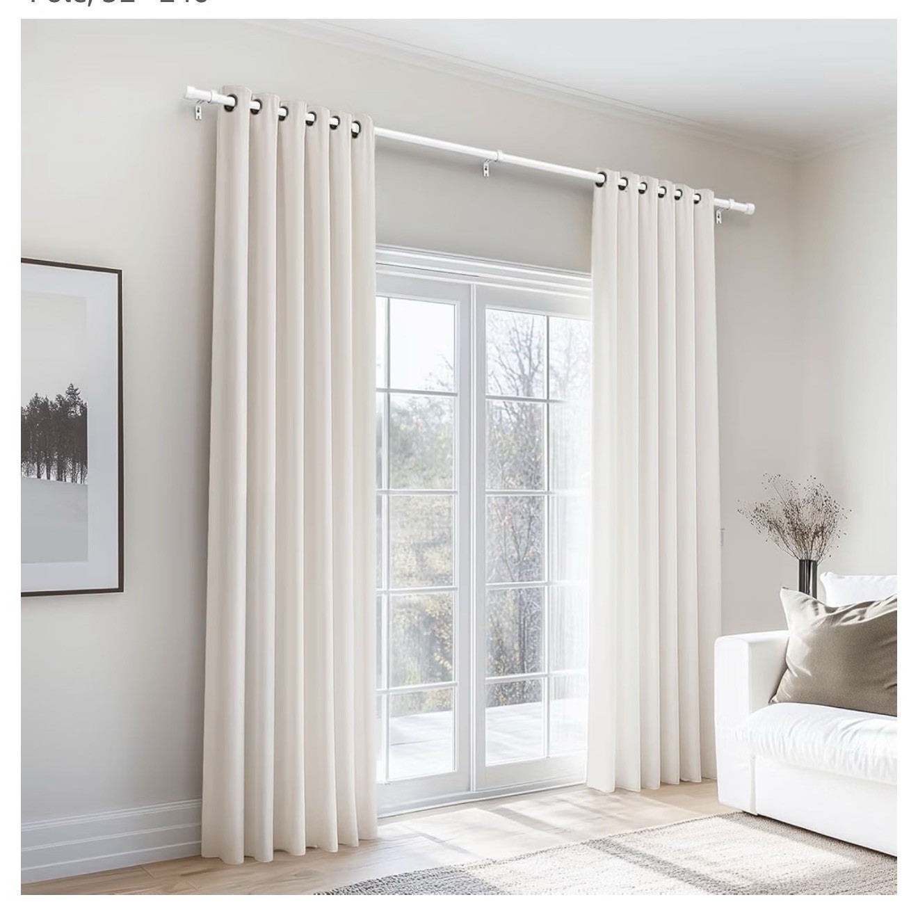 30-240” Adjustable 1” White Curtain Rod CR002 Heavy Duty- Complete, Open Box