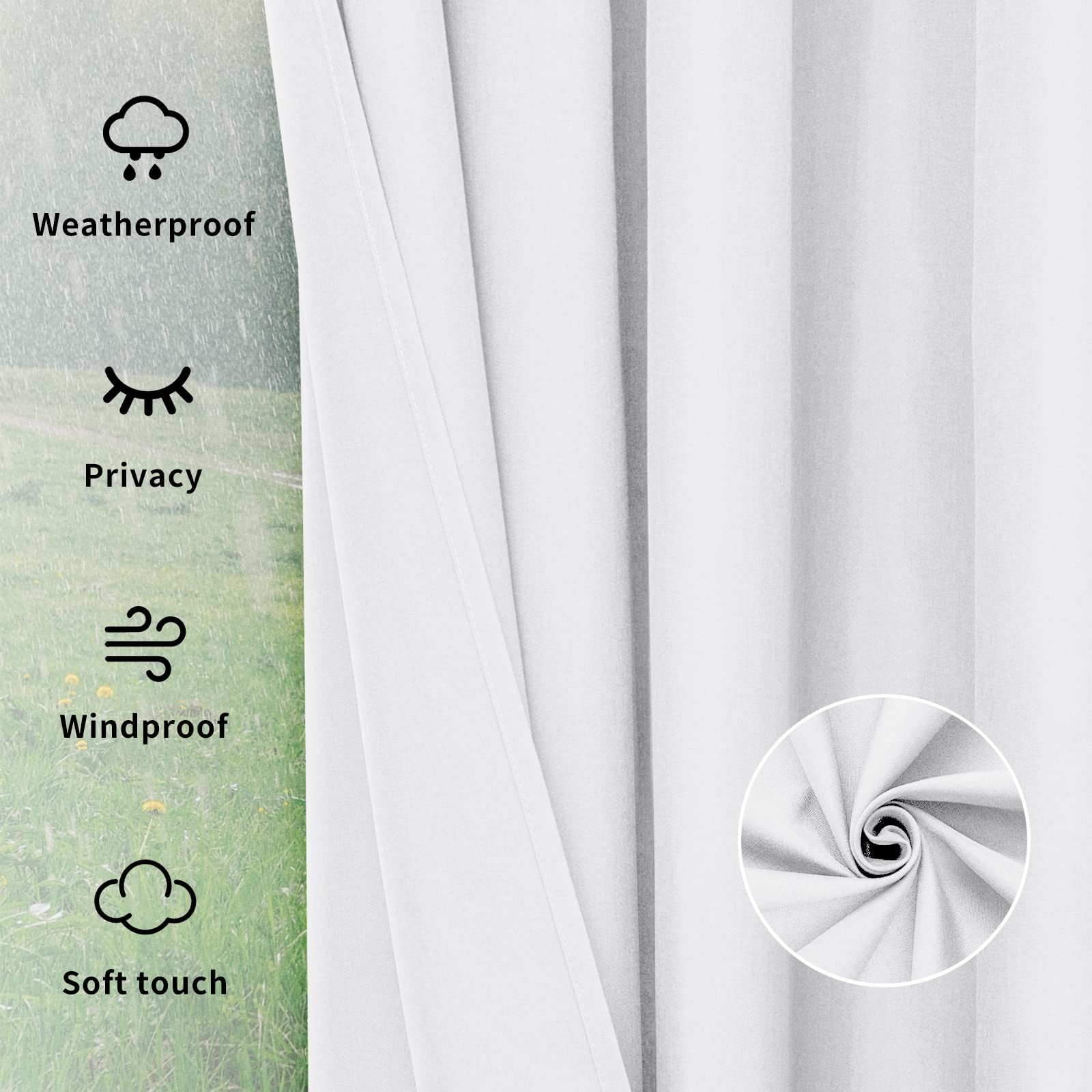 Outdoor Curtains Waterproof Windproof Weatherproof Curtain for Patio, Cabana,…
