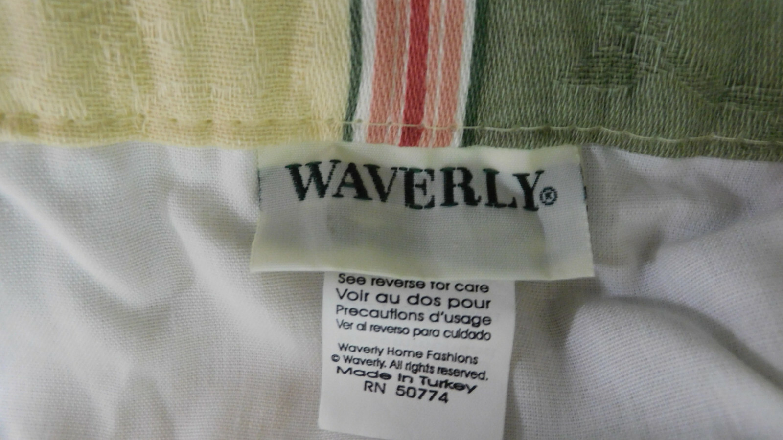 WAVERLY GREEN STRIPED GATHERED LINED VALANCES- BROCADE FINISH-4 AVAILABLE