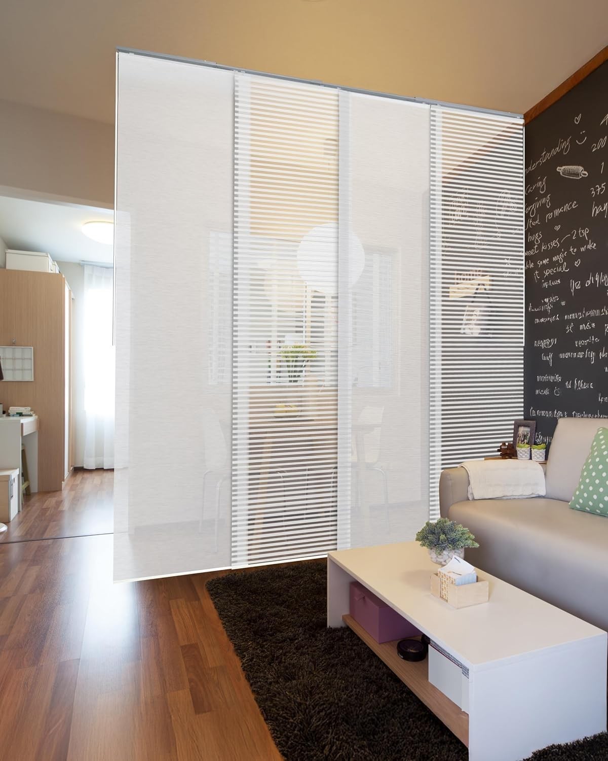 Adjustable Sliding Panel Hanging Room Dividers, Vertical Blind for Windows Do…
