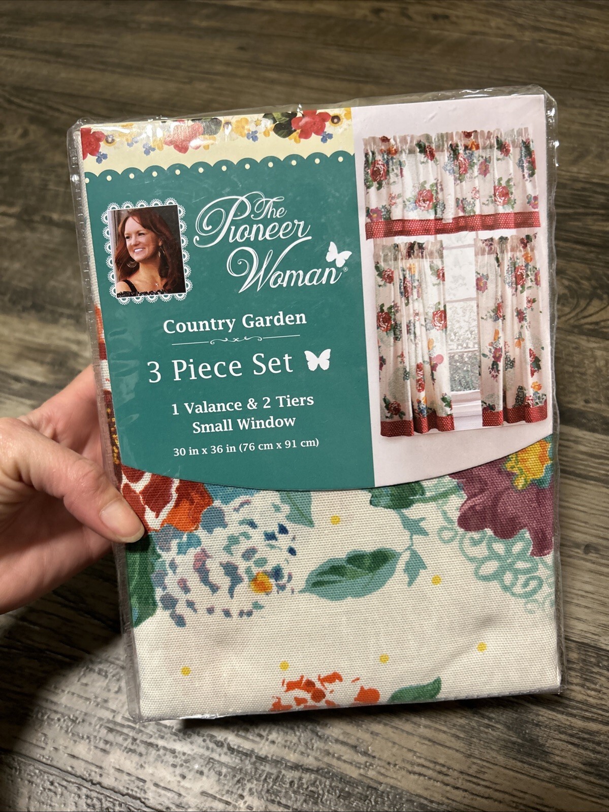 Pioneer Woman Country Garden Three (3) Piece Curtain Set 30″ x 36″ valance panel