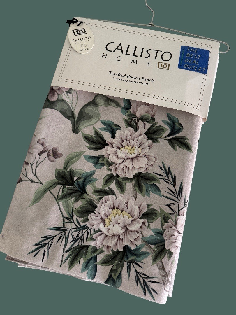 CALLISTO Window Curtains 2 Panels 38 X 84″ Heron Birds Drapers Back Tab Grey