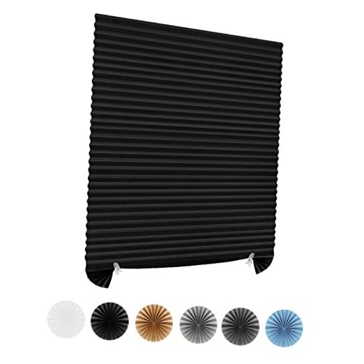 Window Blinds Cordless Blackout No Drill Cut to Size 24″W x 59″H Black – 1 Pack
