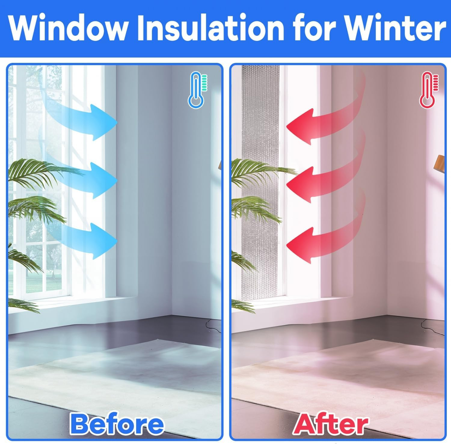 YoleShy Double Reflective Insulation 48 in X 10 FT RV Window Insulation for Summ