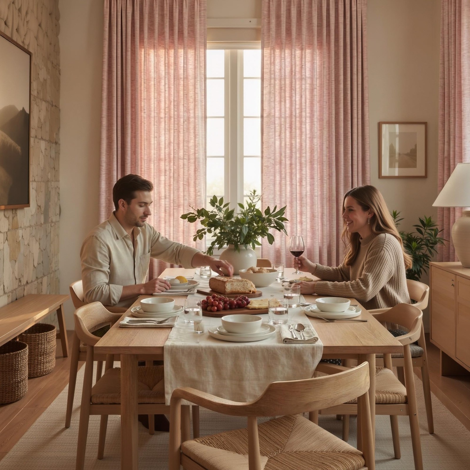 Semi Sheer Pink Curtains for Girls Room 96 inches Long, Rod Pocket & Back Tab…