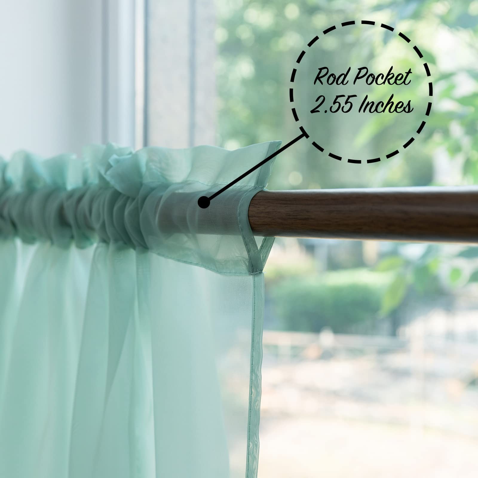 PearAge Beaded Sheer Valance Curtains for Living Room,Rod Pocket Farmhouse