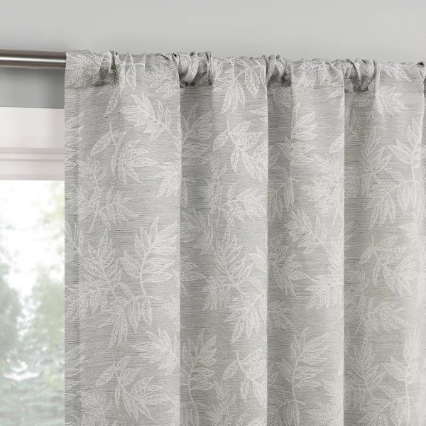 1pc 50"x63" Koda Leaf Woven Jacquard Semi-Sheer Rod Pocket