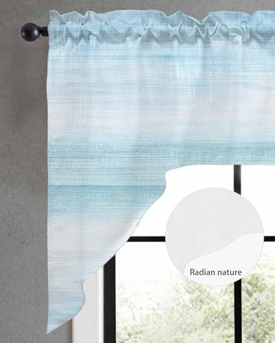Gradient Swag Valances for Windows,Modern 56″W x 36″L (Pack of 1) Aqua Blue