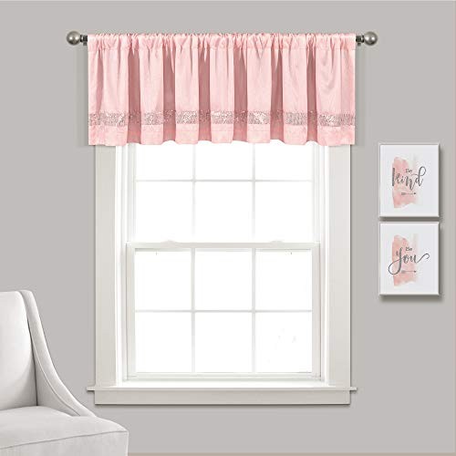 Night Sky Sequins Single, 84″ W 84″W x 18″L (Pack of 1) Blush & Silver Valance