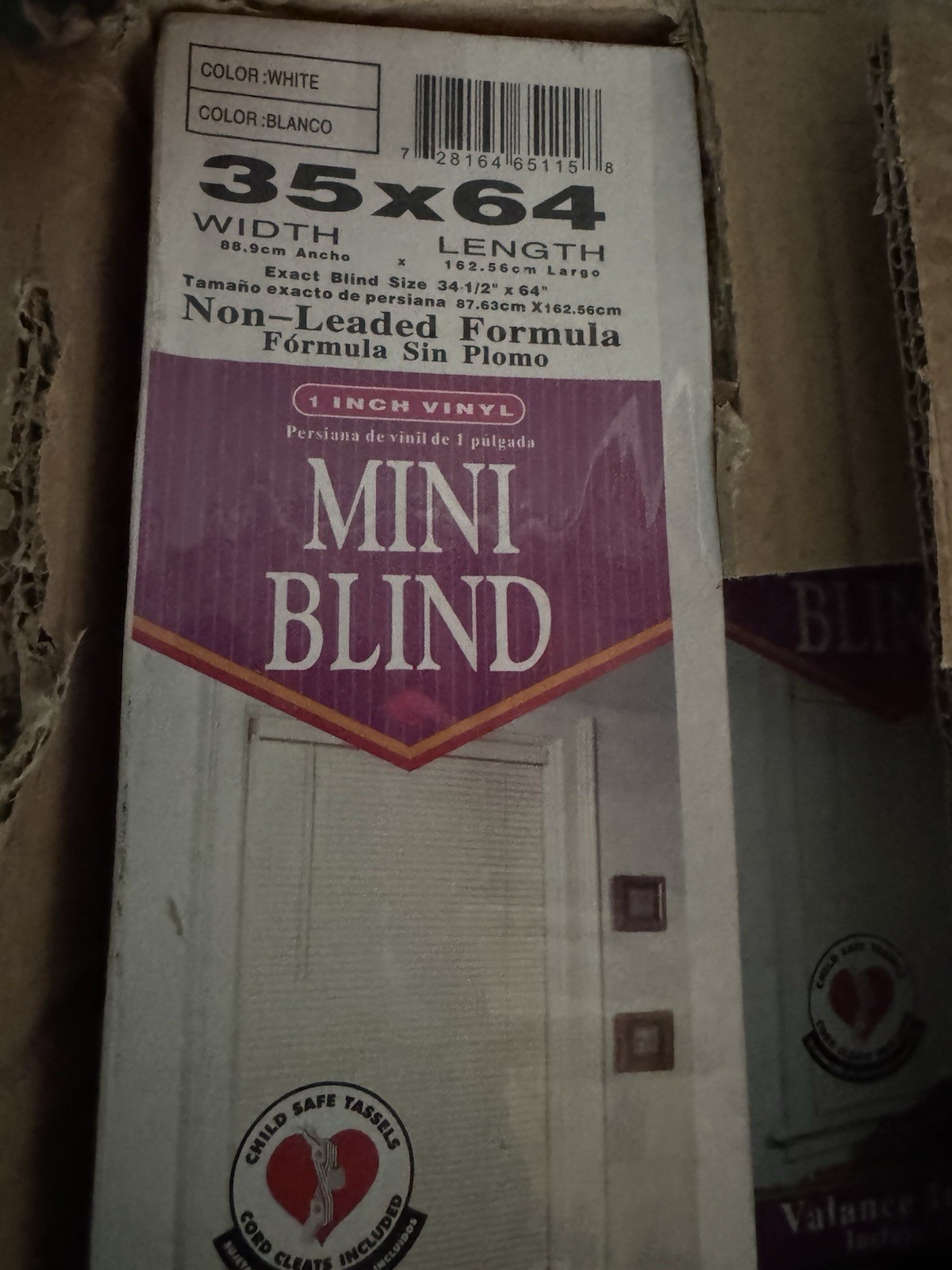 One Lotus Windoware Cordless Blinds 1 Inch Vinyl, 35″ x 64″, White