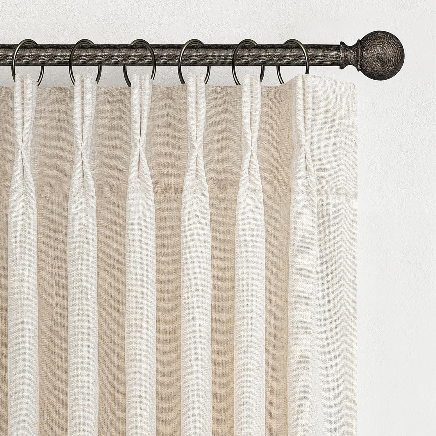 Pinch Pleated Linen Curtains 96 Inches Long for Living Room Bedroom, Light Filte