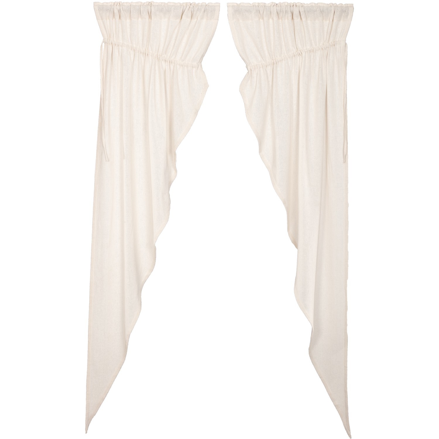 MUSLIN RUFFLED UNBLEACHED Natural PRAIRIE Long Panel Set 84″ Long Country