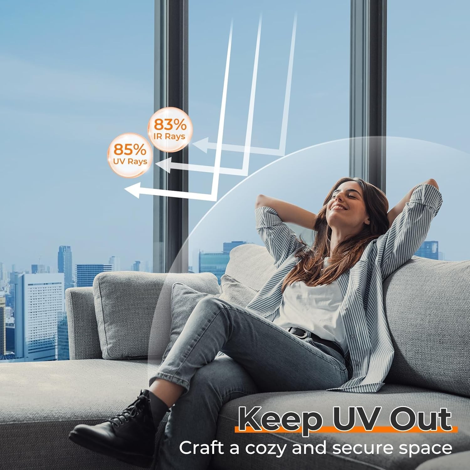 Window Privacy Film, One Way Window Tint for Home, Static Cling Anti UV Sun B…